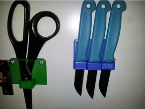 3 kitchen knife holder dining kchenmesser mount wall 3d print model - Mito3D