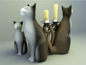 dekorasyon kediler sahne 3d print model - Mito3D