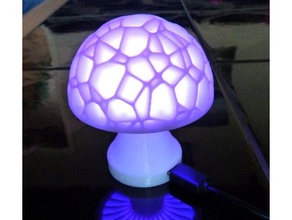 voronoi fungo lampada, cavo di alimentazione usb arredamento led 3d print model - Mito3D