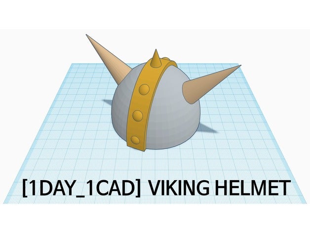 1day 1cad viking helmet fashion 1day1cad horn tinkercad 3D print model - Mito3D