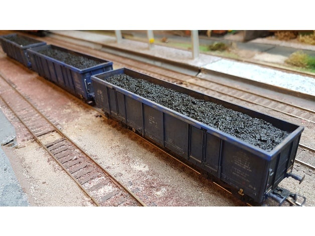 h0 4axles wagon coal load construction toys 3D print model - Mito3D