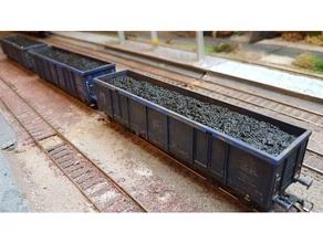 h0 4axles vagon kömür yük inşaat oyuncaklar 3d print model - Mito3D