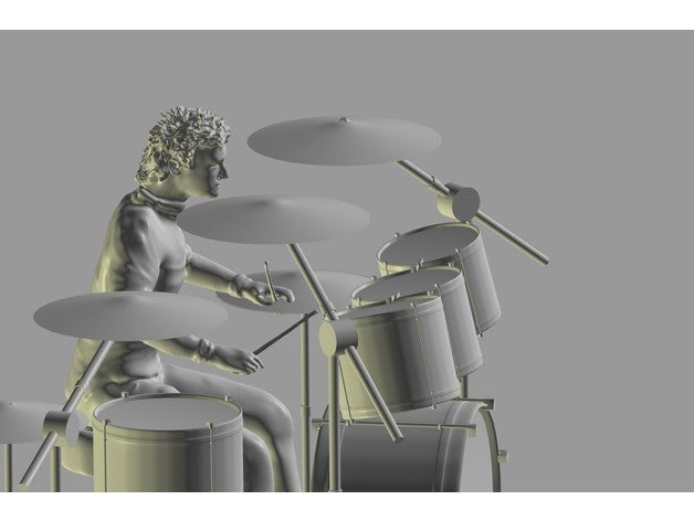 roger taylor scolpire sculture bohemian rhapsody drum set queen wembley 3D print model - Mito3D