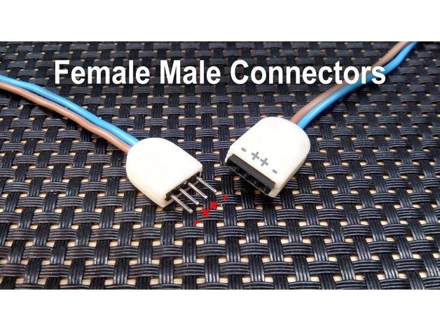 female+male connector 254 mm electronics plug 3D print model - Mito3D