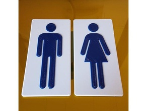 wc logoları 120 60 mm iki renk işareti işaretler femme homme adam tuvalet tuvaletler toilette kadın 3d print model - Mito3D