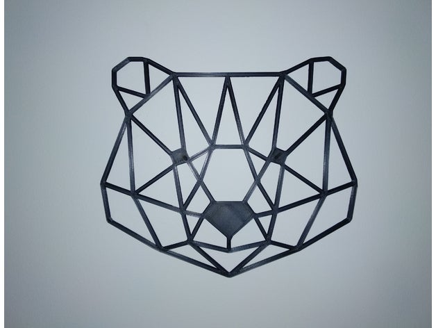 baja poli oso en la cabeza 2d art diseño geométricas de geometría lowpoly 3D print model - Mito3D