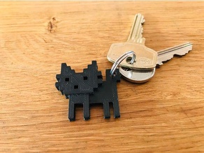 8-bit-Katze keychain Schlüsselanhänger 3d-Schlüsselanhänger 8bit - Zubehör Tier Katzen Niedlich keyring key chain Kätzchen pet Haustiere 3d print model - Mito3D
