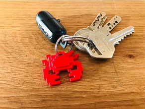 8 bit crab keychain keychains 3d 8bit accessories accessory animal cute keyring key chain sea 3d print model - Mito3D