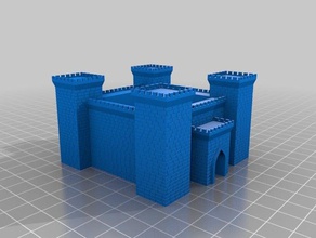 mittelalterliche Festung ohne Fenster Gebäude Strukturen angepasst 3d print model - Mito3D