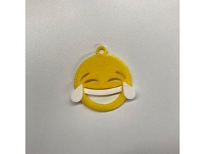 happy face tears joy emoji keychains 3d keychain tag 3d print model - Mito3D