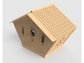 chalet bird house feeder outdoor garden box birdbox birdhouse mountable wood wooden 3d print model - Mito3D