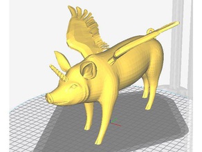ailé unipork animaux le cochon licorne 3d print model - Mito3D