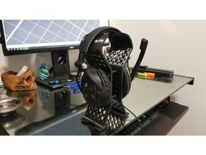 hex 2 piece headphone stand audio dual holder 3d print model - Mito3D