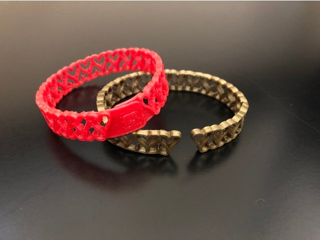 bracciale con cuore tpuflex pla bracciali i cuori gioielli 3D print model - Mito3D