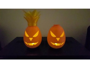 pineapple-o-lantern decor halloween jack-o-lantern pumpkin tealight tea light candle 3d print model - Mito3D
