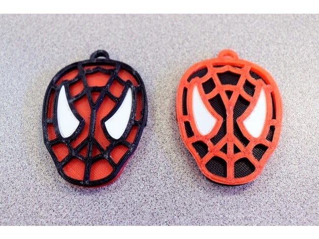 spider-man keychain fitted multiple pieces no dual extruder required keychains 3d avengers comics marvel spiderman 3D print model - Mito3D