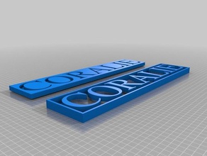 plaque coralie Zeichen logos angepasst 3d print model - Mito3D