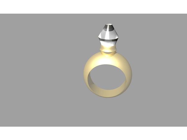 ouro anel de diamante 3d impressão 3D print model - Mito3D