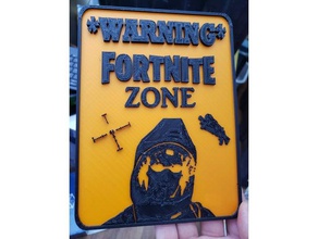 fortnite-zone-Schild Spiele gaming Hai Haut Warnung Waffe 3d print model - Mito3D