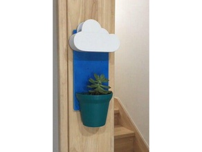 duvara monte bulut pot dekor çiçek saksısı 3d print model - Mito3D