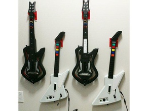 guitar hero rock band ganchos de montagem na parede vídeo jogos 3m tiras comando cabides 3d print model - Mito3D