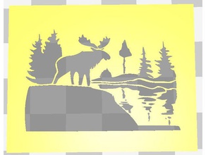 geyik şablon 2d sanat moose sahne 3d print model - Mito3D