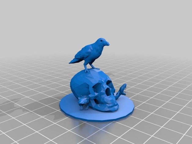 crow crânio cobra mouse estátua 3d impressão 3D print model - Mito3D