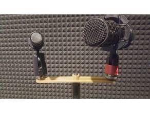 double dual stereo microphone holder parts 3 8 live mic stand studio two 3d print model - Mito3D
