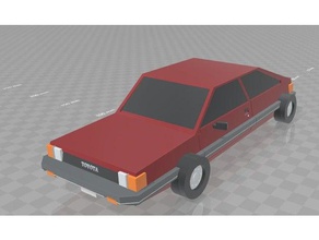 O estilo anos 80 do carro 3d impressão lowpoly baixa contagem de polígonos toyota veículo com rodas 3d print model - Mito3D