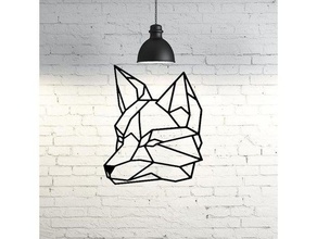 wolf face wall sculpture 2d art animal decor decoration geometric geometry low poly nsfw 3d print model - Mito3D