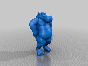 hipopótamo homem pessoas 3d print model - Mito3D