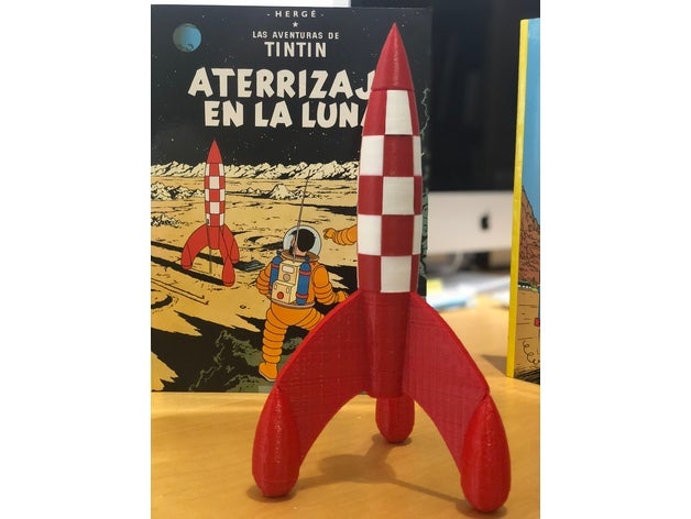 tintin foguete de duas cores veículos cohete luna milu a lua objetivo 3D print model - Mito3D