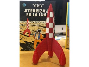 tintin foguete de duas cores veículos cohete luna milu a lua objetivo 3d print model - Mito3D