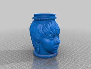 coperchio vaso 5 3 d la stampa tazza portabevande ragazza ragazze testa barattoli pencilholder matita portapenne 3d print model - Mito3D