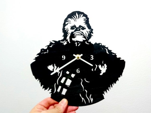 reloj chewbacca a arte 3dlito relógio nsfw pared starwars star wars stencil de parede 3D print model - Mito3D