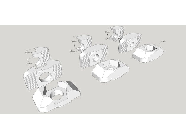 drop-in t-nut 3030 alu profile m3 m4 m5 update diy 3D print model - Mito3D