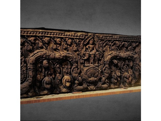 linteau kapilapura angkor scans replicas 3dprint 3dprintable 3dprinting 3dscan 3dscanner asian cambodia carved door gate god guardian horse jungle mythology relief religion sculpture temple 3D print model - Mito3D