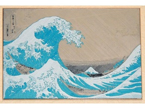 great wave off kanagawa 2d art japanese woodblock 3d print model - Mito3D