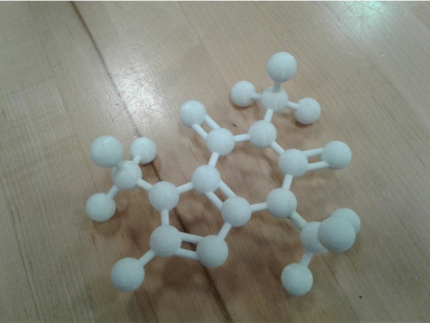 kafein top çubuk modeli biyoloji kimya molekül 3D print model - Mito3D