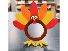 turkey napkin ring 3d printing kids thanksgiving dinner 3d print model - Mito3D