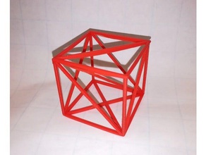 cube wired see-through math art 3d print model - Mito3D
