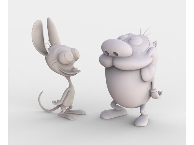 ren stimpy show art 3dmodel Impresora 3d La impresión en animada caricatura carácter de la colección perro nickelodeon escultura serie zbrush 3D print model - Mito3D