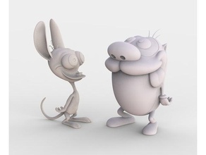 ren stimpy show art 3dmodel 3d printer printing animated caricature character collection dog nickelodeon sculpture series zbrush 3d print model - Mito3D