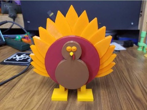 silly little turkey multi color animals thanksgiving 3d print model - Mito3D
