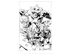 mike mayhew original monsters unleashed 1 stan lee variant cover b&w art 2d drawing stencil 3d print model - Mito3D