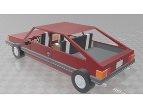 detailed 80s car 3d printing high def definition detail lowpoly low poly vehicles wheeled vehicle 3d print model - Mito3D
