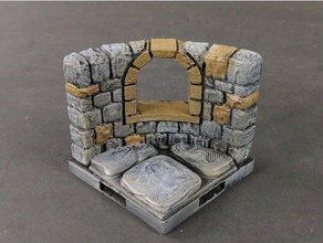 openforge 20 dungeon stone curved windows toy game accessories dnd tiles miniatures openforge2 pathfinder rpg tabletop terrain 3d print model - Mito3D