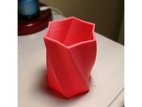 twisted hexagonal pen holder office 3d print model - Mito3D