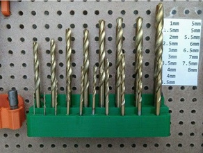 drill bit holder pegboard tool holders boxes imperial metric wall 3d print model - Mito3D