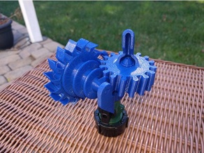 whimsical sprinkler 16 outdoor garden ght jet pelton steampunk turbine turgo water worm gear 3d print model - Mito3D